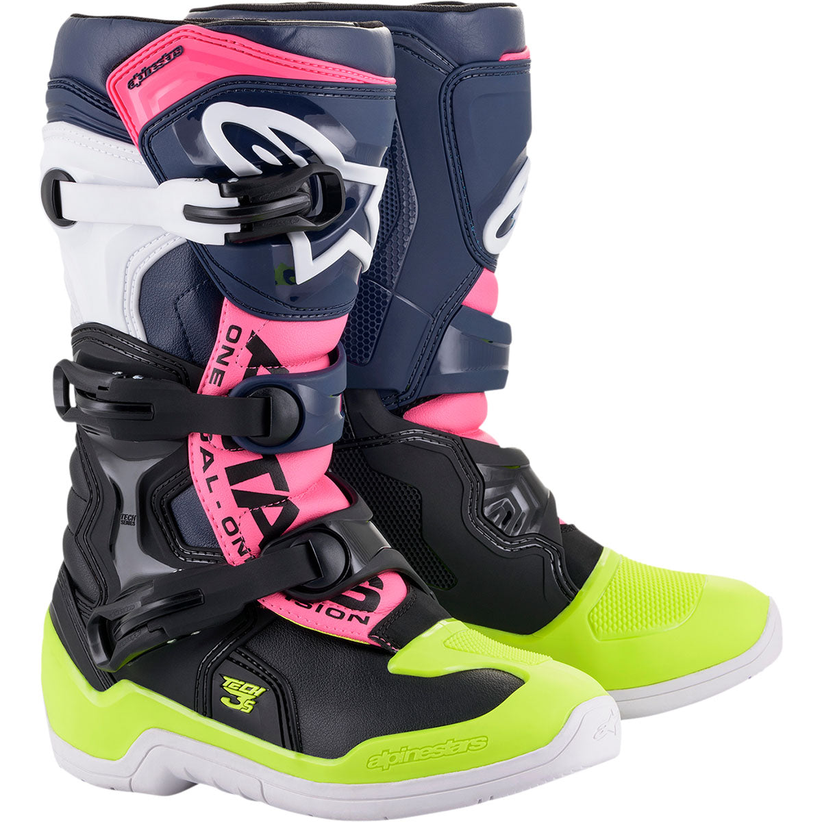 Alpinestars Tech 3S Youth Boots - Black/Blue/Pink