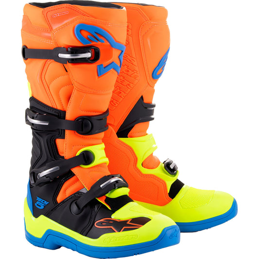 Alpinestars Tech 5 Boots - Orange Fluorescent/Blue/Yellow Fluorescent