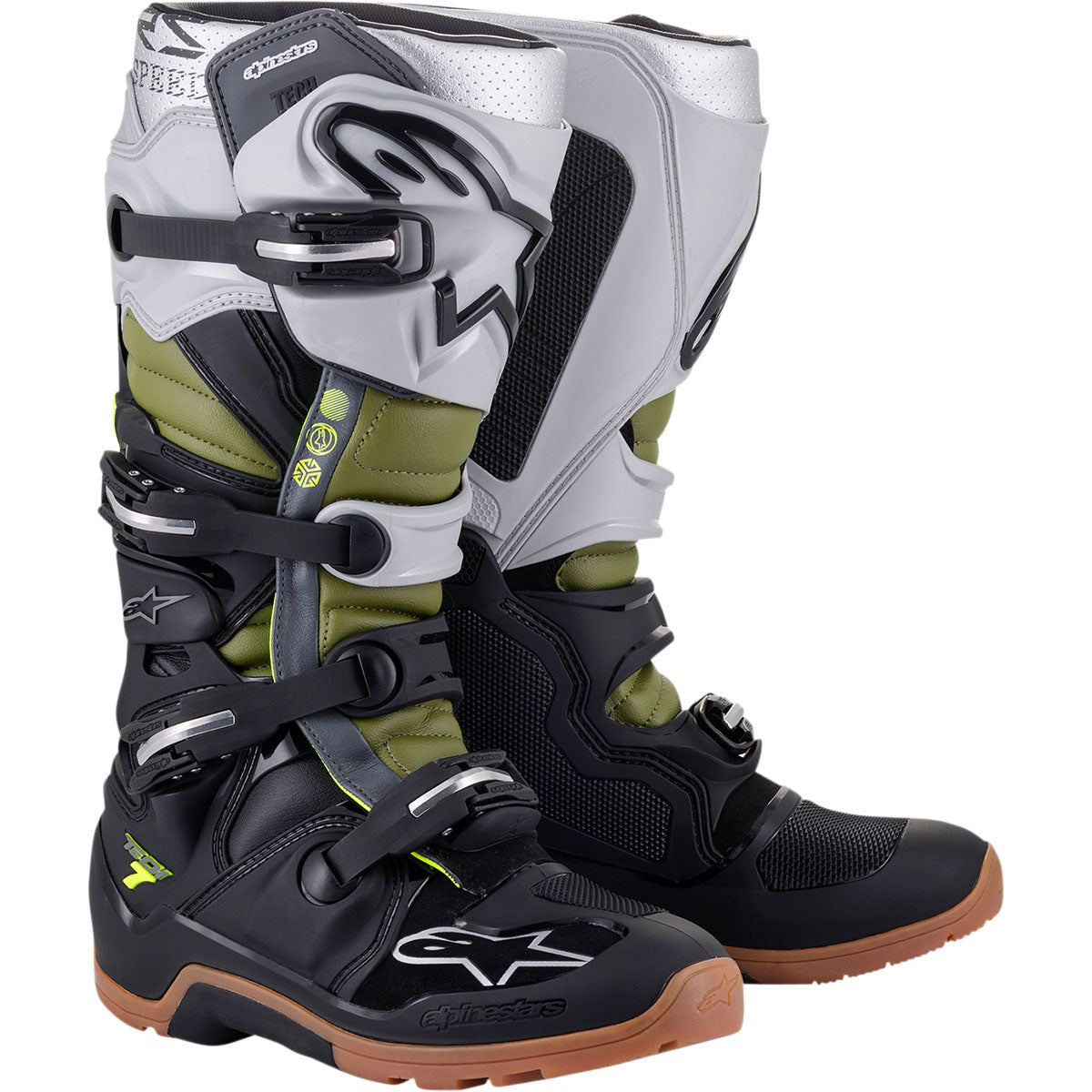 Alpinestars Tech 7 Enduro Boots - Black/Silver/Green