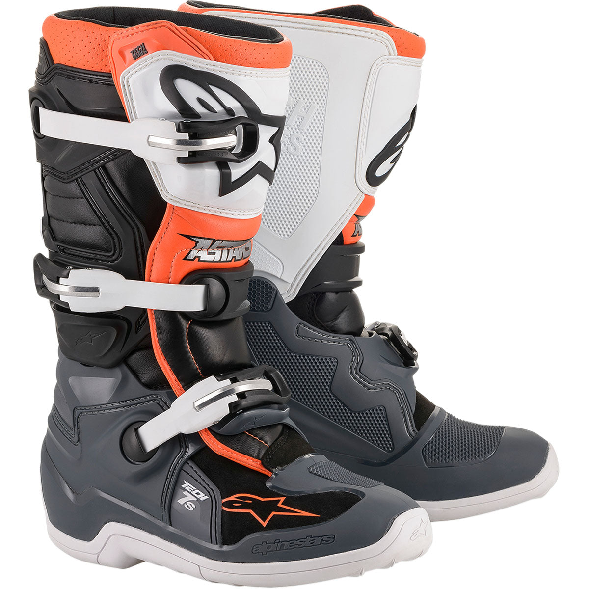 Alpinestars Tech 7S Youth Boots - Black/Grey/White/Orange