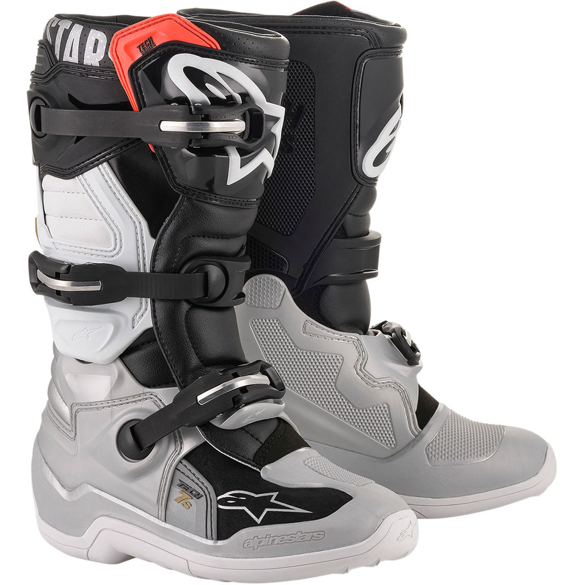 Alpinestars Tech 7S Youth Boots - Black/Silver/White/Gold