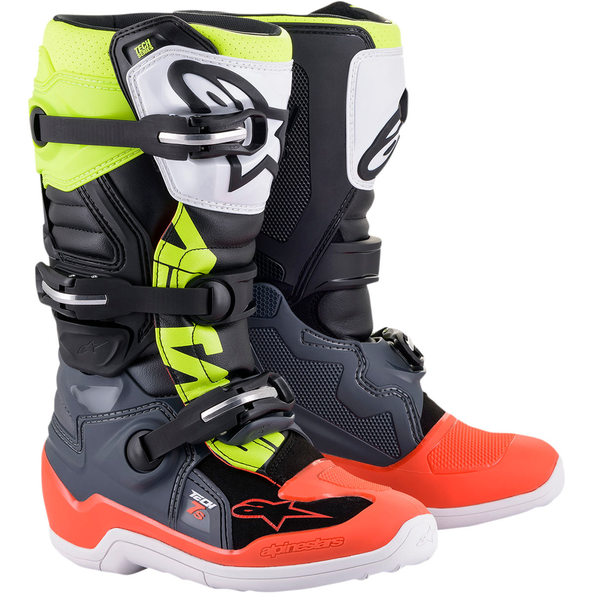 Alpinestars Tech 7S Youth Boots - Grey/Red/Yellow