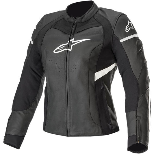 Alpinestars Womens Kira Leather Motorcycle Jacket - Black/White