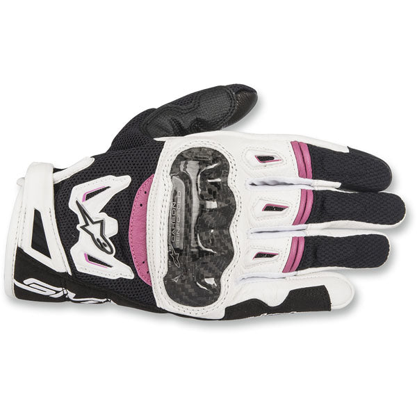 Alpinestars Womens SMX-2 Air Carbon V2 Motorcycle Gloves - Black/White/Pink