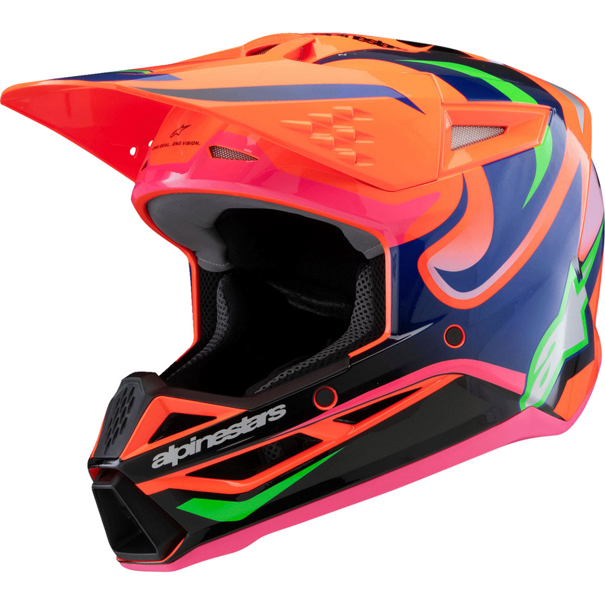 Alpinestars Youth SM3 Helmet - Deegan - Gloss Orange Fluo/Purple/Pink Fluo