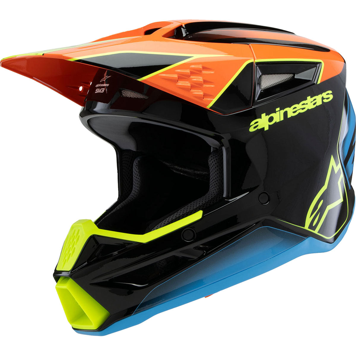 Alpinestars Youth SM3 Helmet - Fray - Gloss Black/Orange/Yellow Fluo