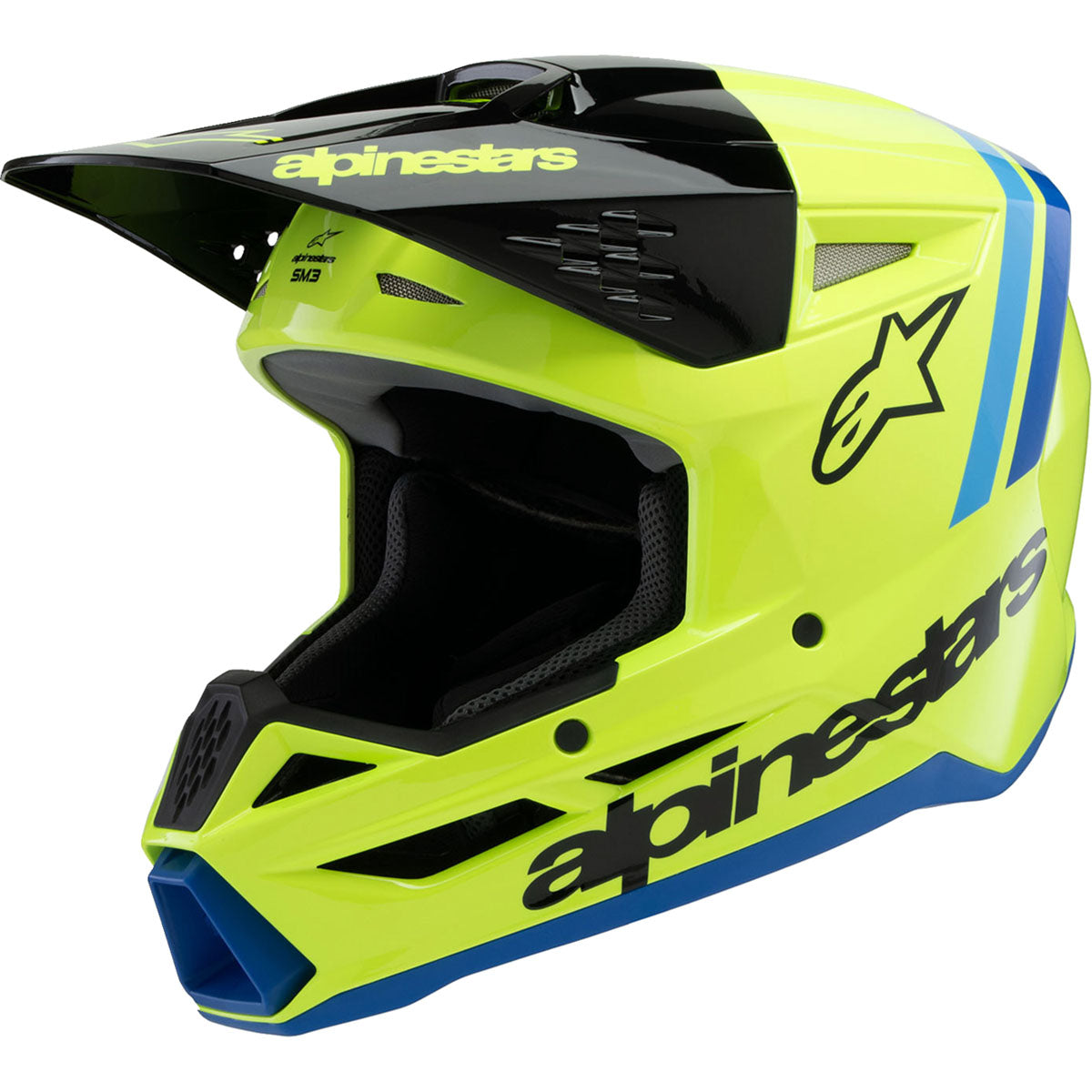 Alpinestars Youth SM3 Helmet - Radium - Gloss Yellow Fluo/Black/Blue