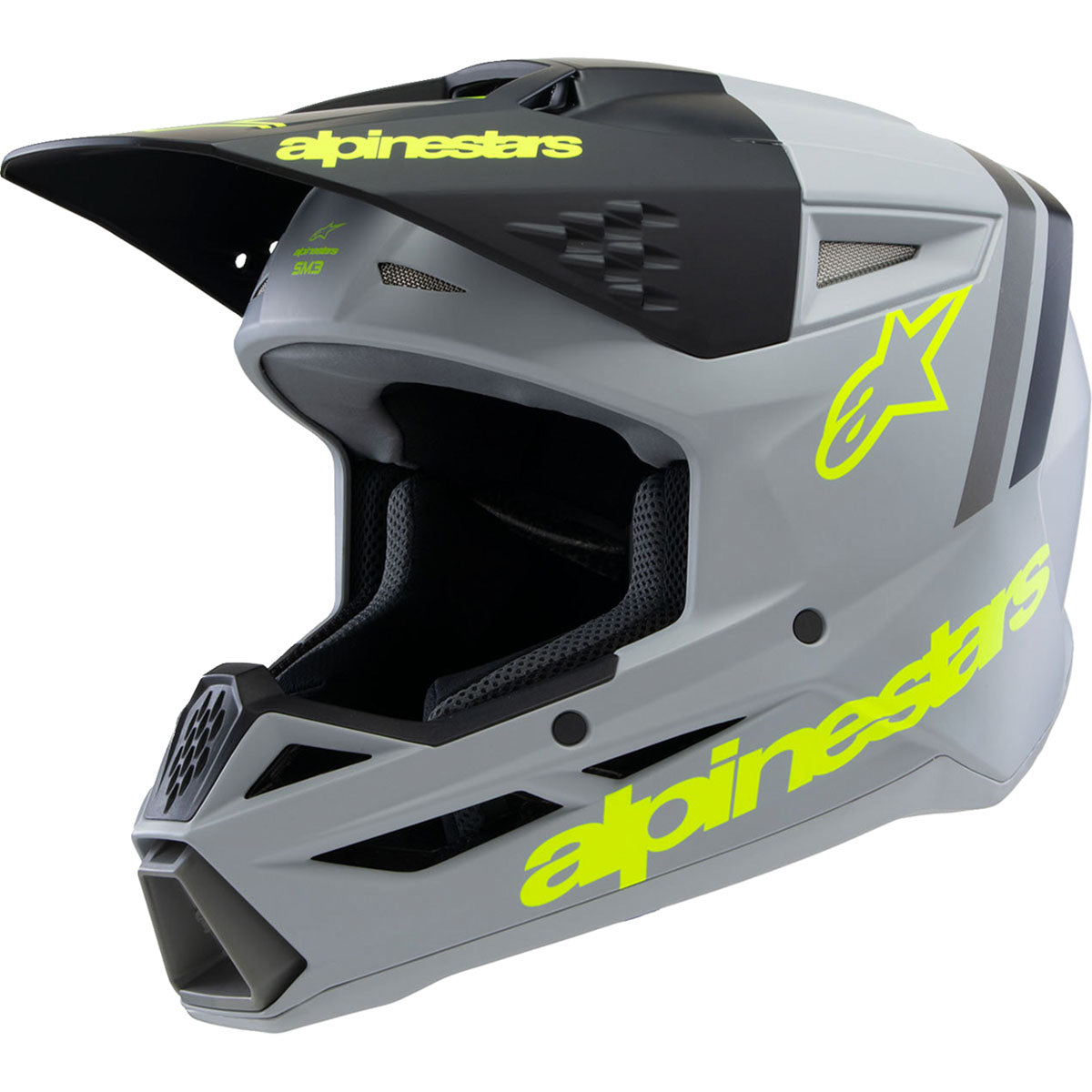 Alpinestars Youth SM3 Helmet - Radium - Matte Gray/Black/Yellow Fluo