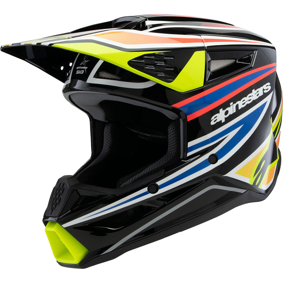 Alpinestars Youth SM3 Helmet - Wurx - Gloss Black/Yellow Fluo/Blue/Red Large