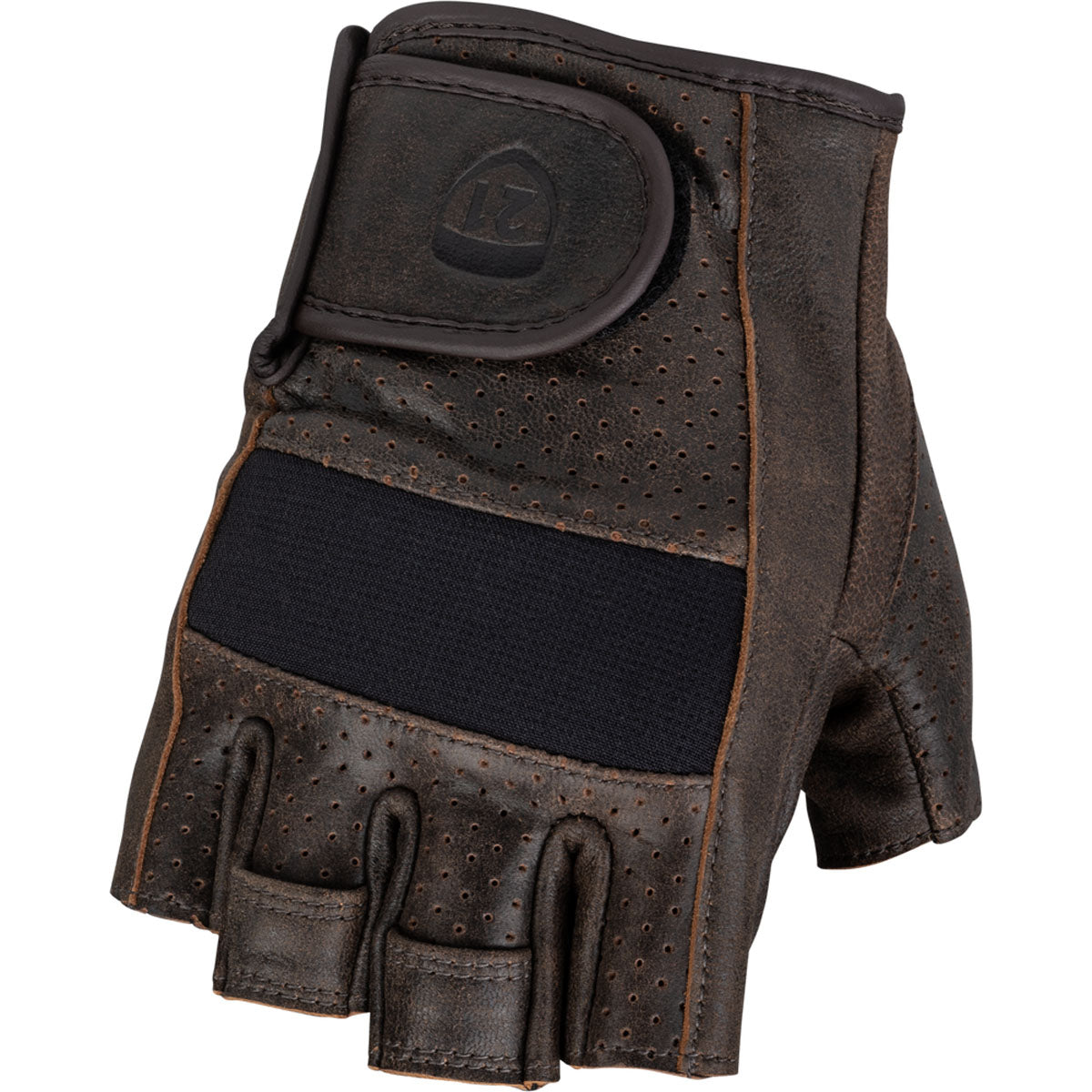 Highway 21 Half Jab Perforated Gloves - Brown