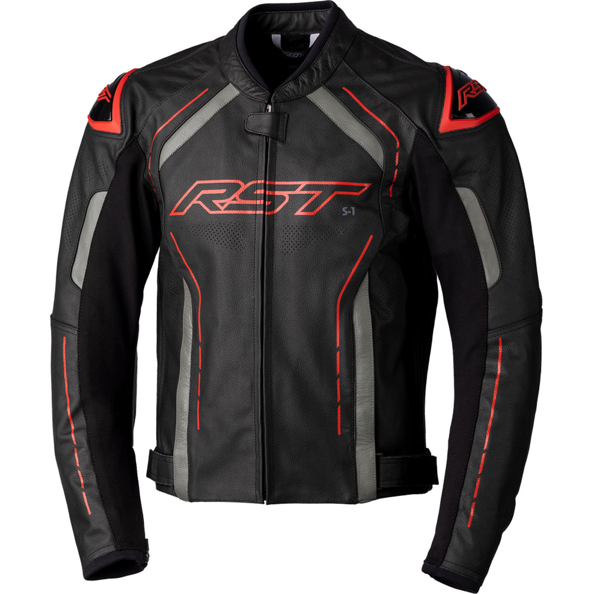 RST S1 CE Leather Jacket Black/Grey/Red