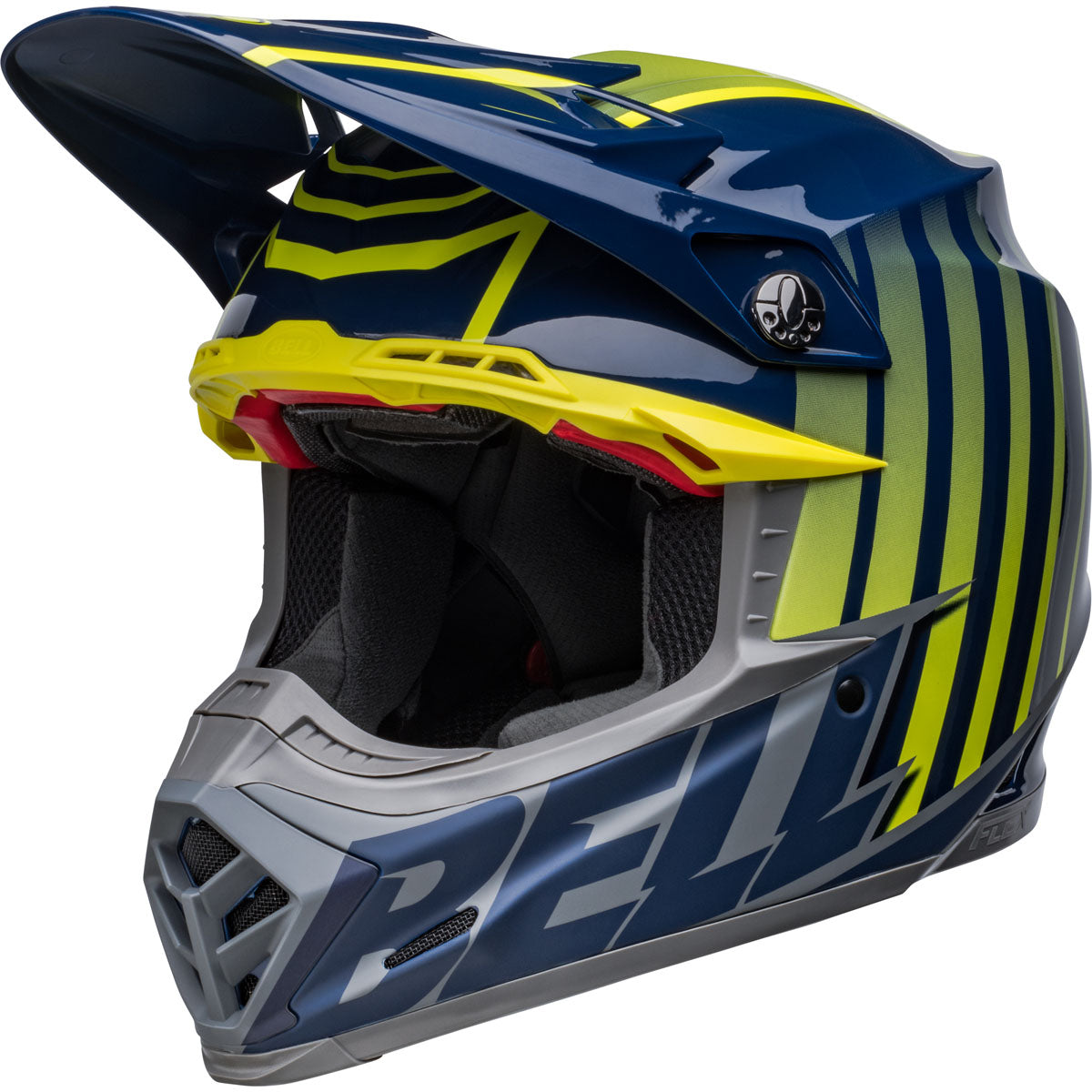 Bell Moto-9S Flex Sprint Helmet - Matte/Gloss Dark Blue/Hiviz Yellow