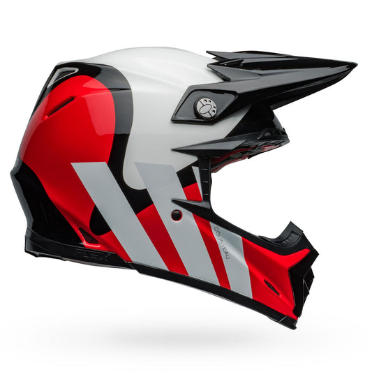 Bell Moto-9S Flex Hello Cousteau Helmets CLOSEOUT - Stripes White/Red