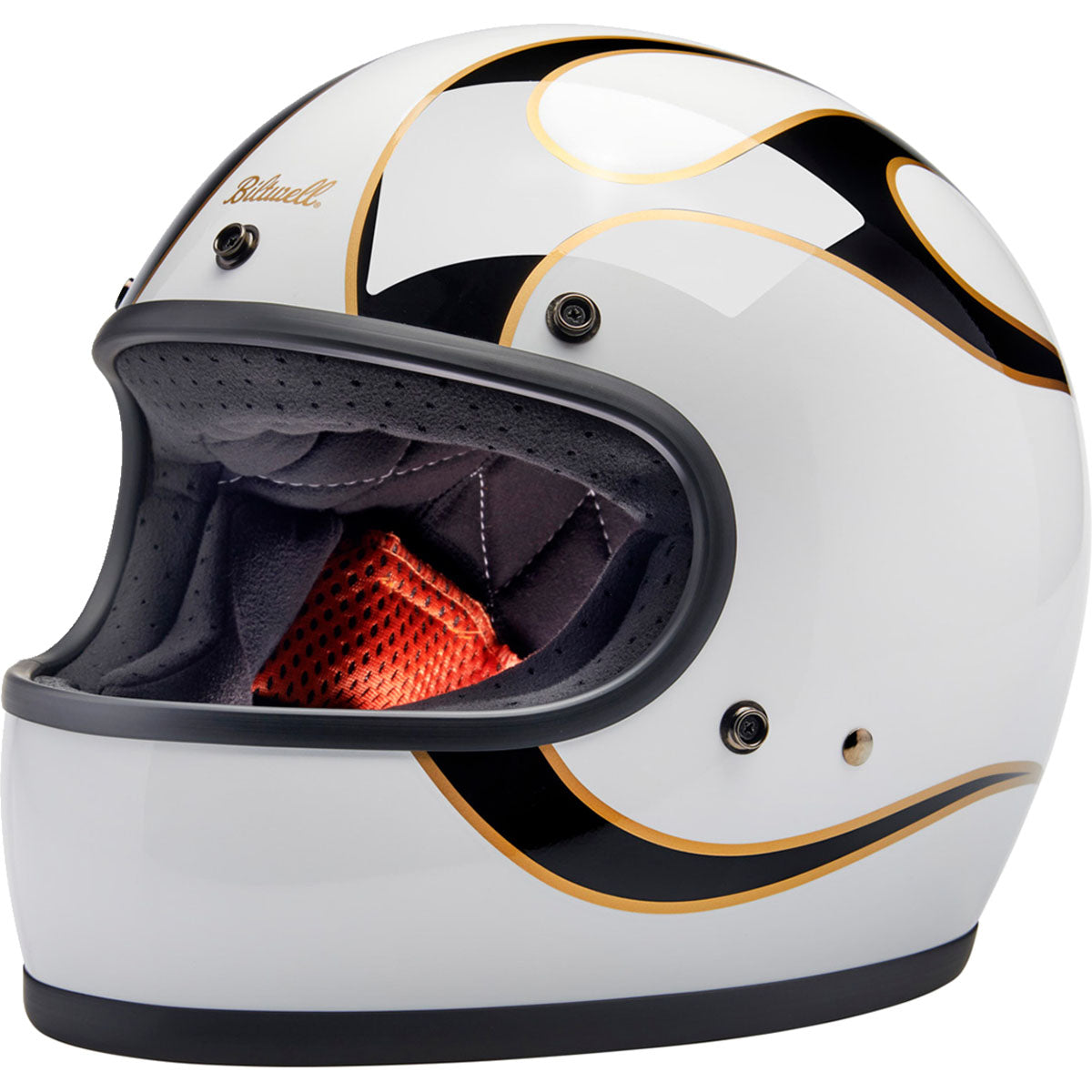 Biltwell Gringo Helmet - White/Black Flames