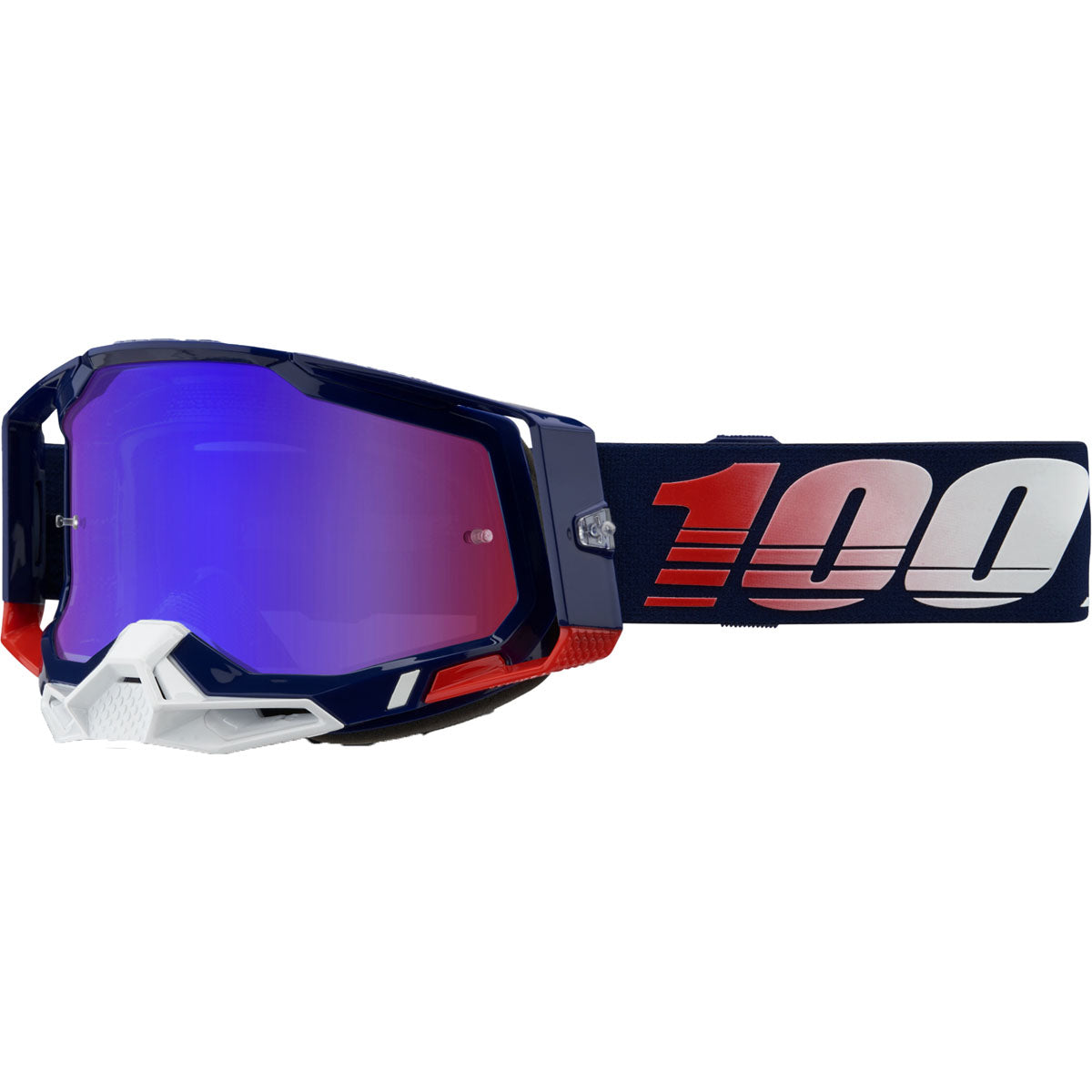 100% Racecraft 2 Goggles Republic / Mirror Red/Blue Lens