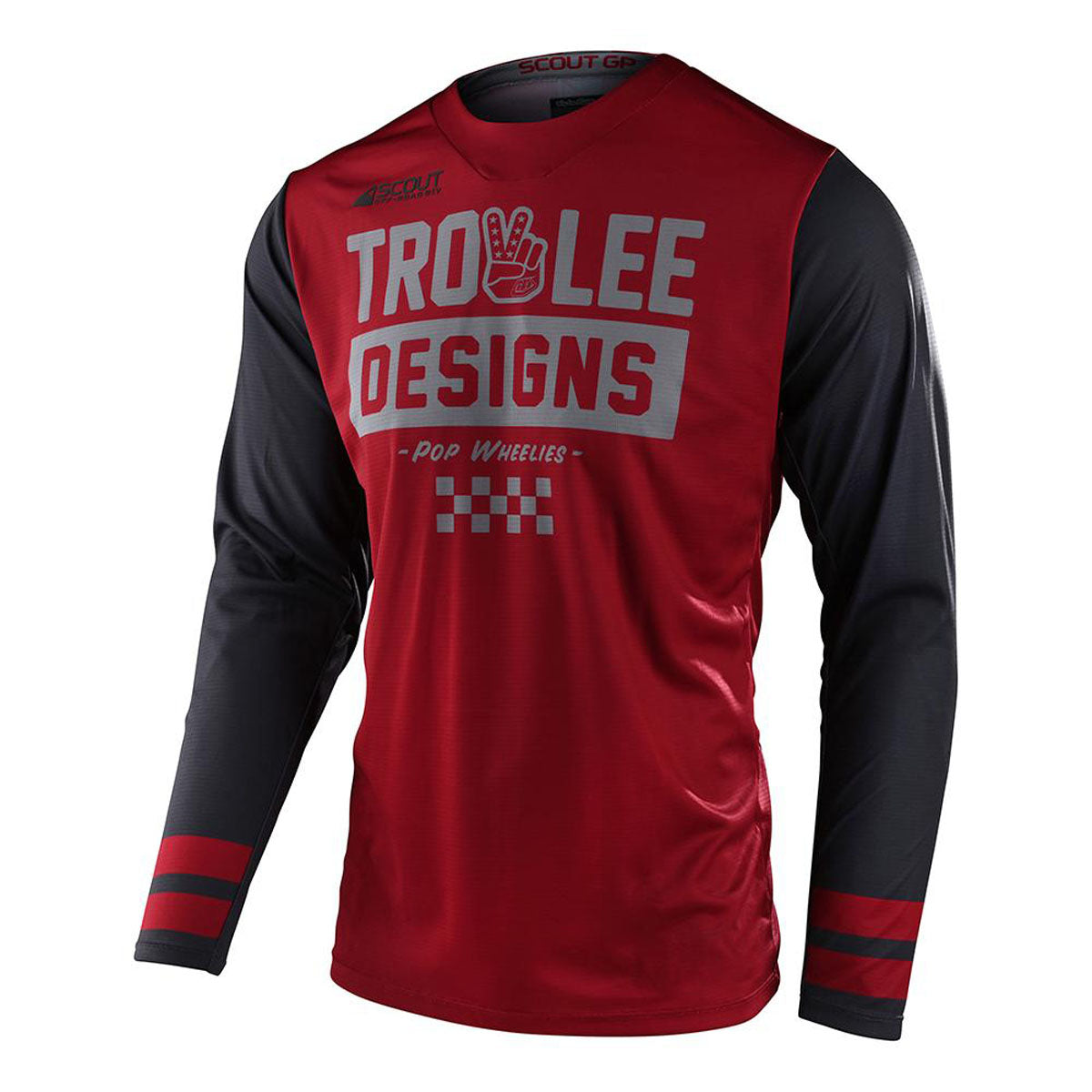 Troy Lee Designs Scout GP Jersey - Peace & Wheelies CLOSEOUT - Burgundy/Dark Grey