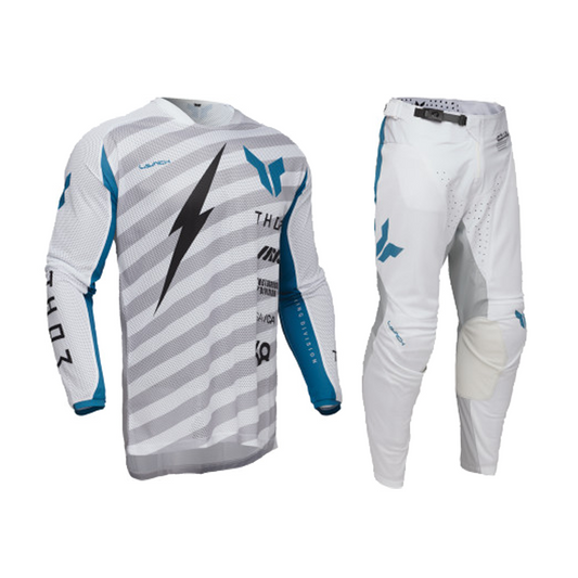 Thor Launchmode Vented Raid Gear Set / Jersey Pant combo - White/Gray