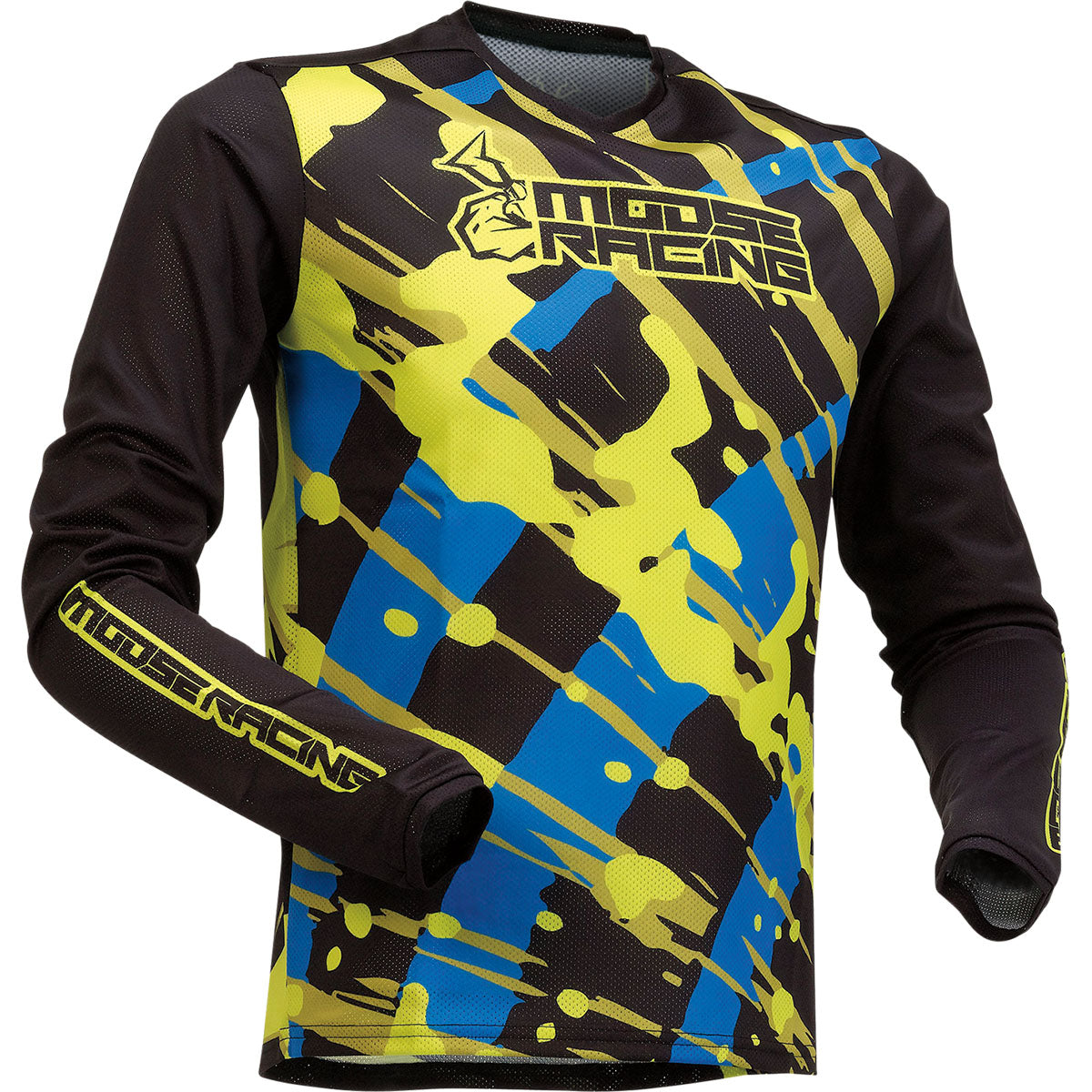 Moose Racing Youth Agroid Mesh Jersey CLOSEOUT - Black/Blue/Hi-Vis