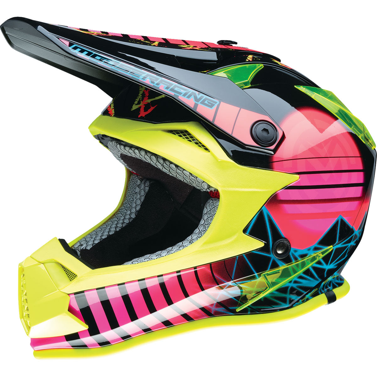 Moose Racing Youth F.I. MIPS Helmet - Vaporwave Black/Pink/Yellow