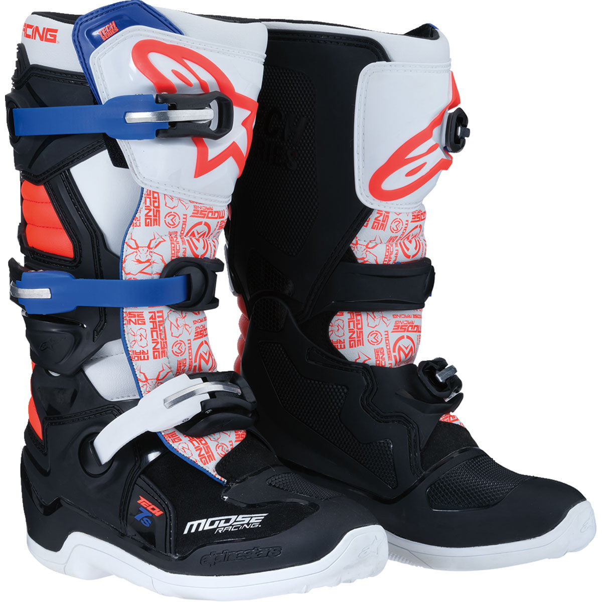 Moose Racing Youth Tech 7S Boots - Black/White/Red/Blue