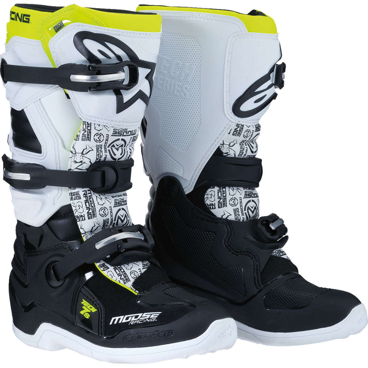 Moose Racing Youth Tech 7S Boots - Black/White/Yellow