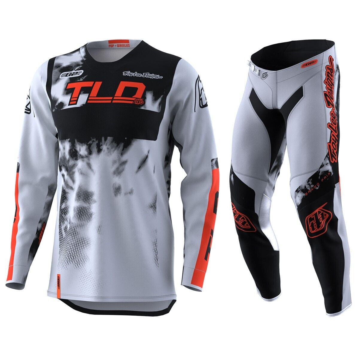 Troy Lee Designs GP Astro Jersey & Pant Combo Set Light Grey/Orange