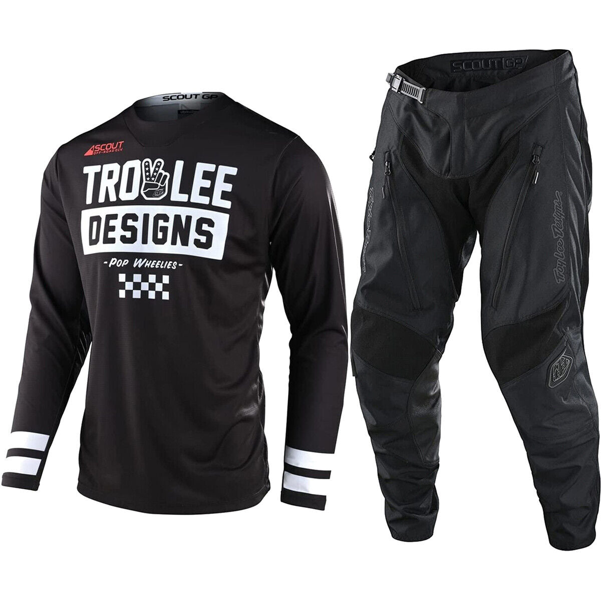 Troy Lee Designs Scout GP Peace And Wheelies Jersey & Pant Combo Set Black/White