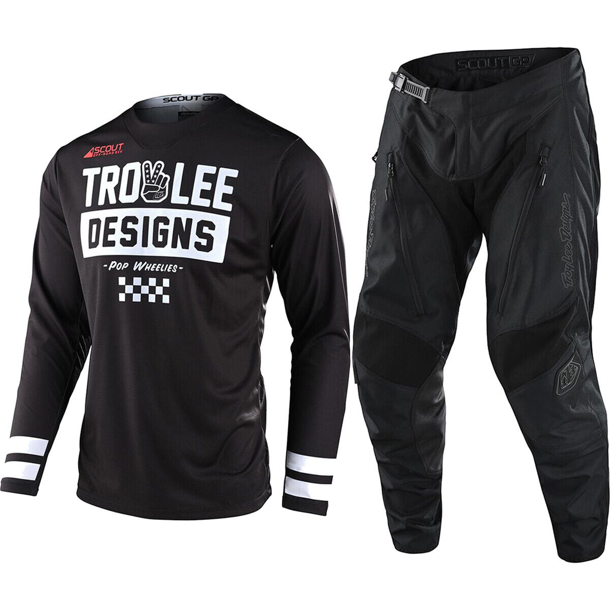 Troy Lee Designs Scout GP Peace And Wheelies Jersey & Pant Combo Set Black/White