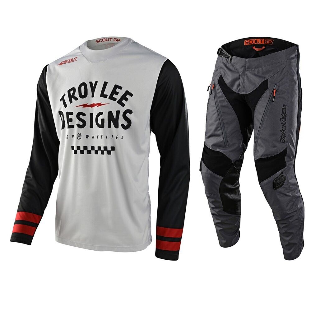 Troy Lee Designs Scout GP Ride On Jersey & Pant Combo Set White/Grey