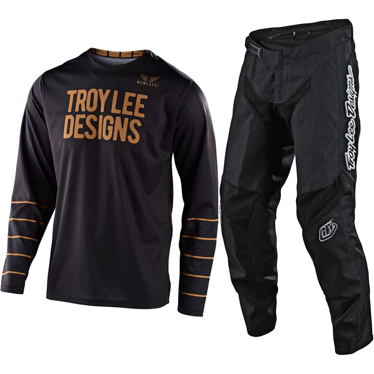 Troy Lee Designs GP Pinstripe Jersey & Pant Combo Set Black/Gold