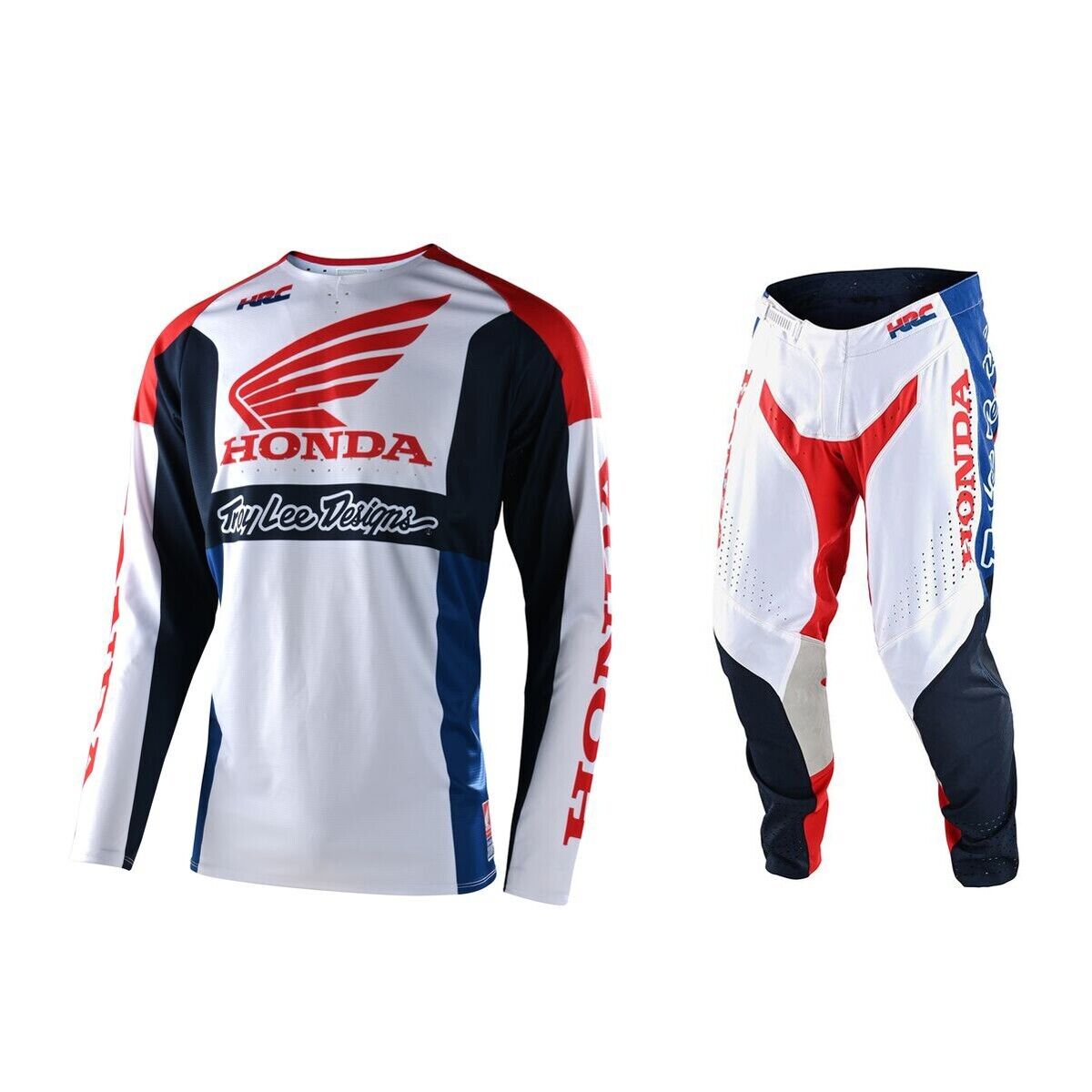 Troy Lee Designs SE Pro Quattro Honda Jersey & Pant Combo Set White/Blue