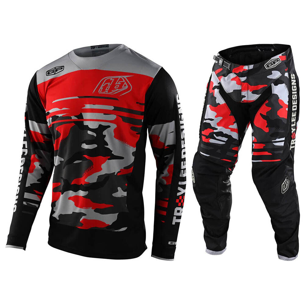 Troy Lee Designs GP Formula Camo Jersey & Pant Combo Set Black/Rocket Red