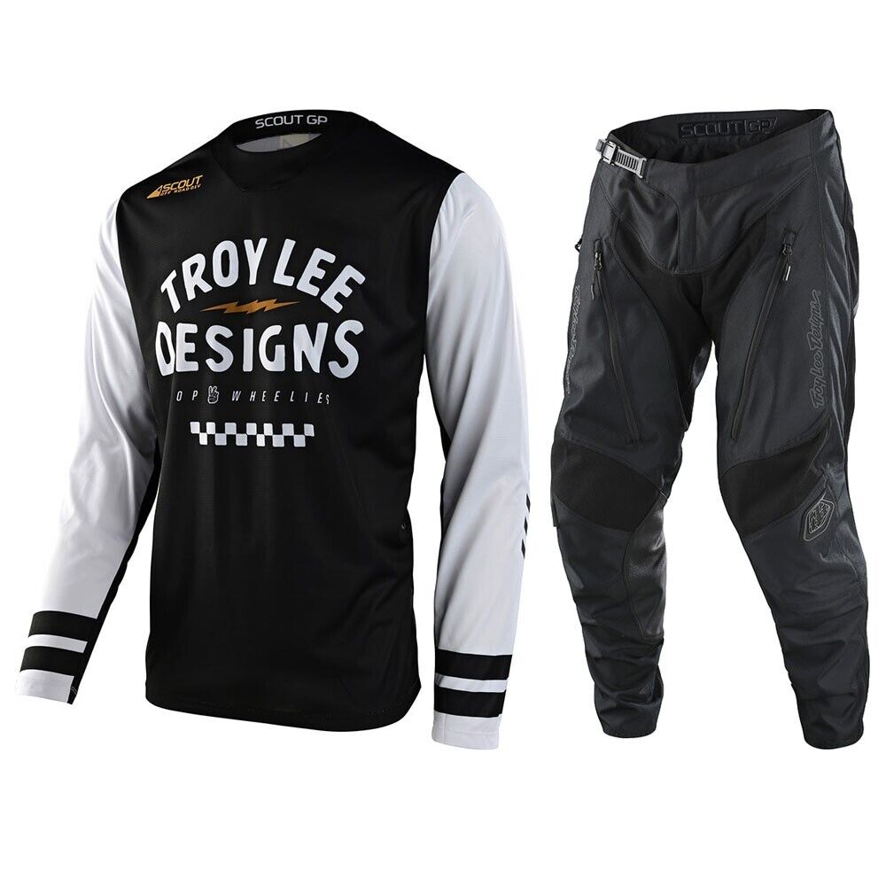 Troy Lee Designs Scout GP Ride On Jersey & Pant Combo Set Black/White