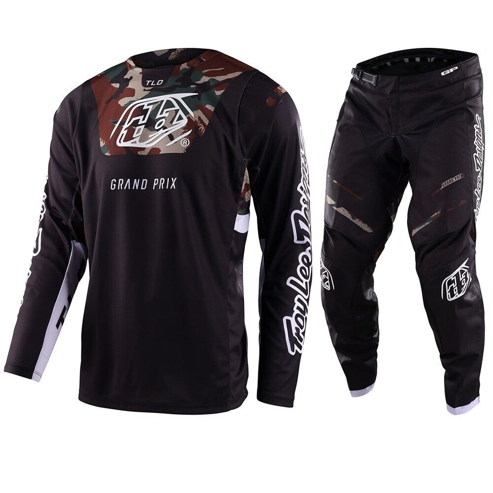 Troy Lee Designs GP Pro Blends Jersey & Pant Combo Set Camo Black/Green