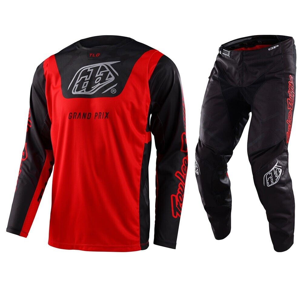 Troy Lee Designs GP Pro Blends Jersey & Pant Combo Set Camo Red/Black