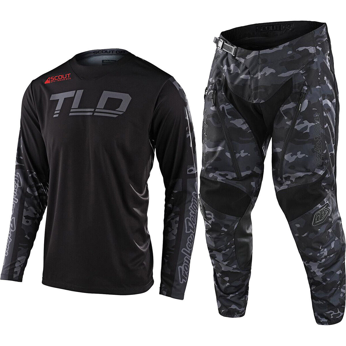 Troy Lee Designs Scout GP Recon Camo Jersey & Pant Combo Set Camo Black/Grey