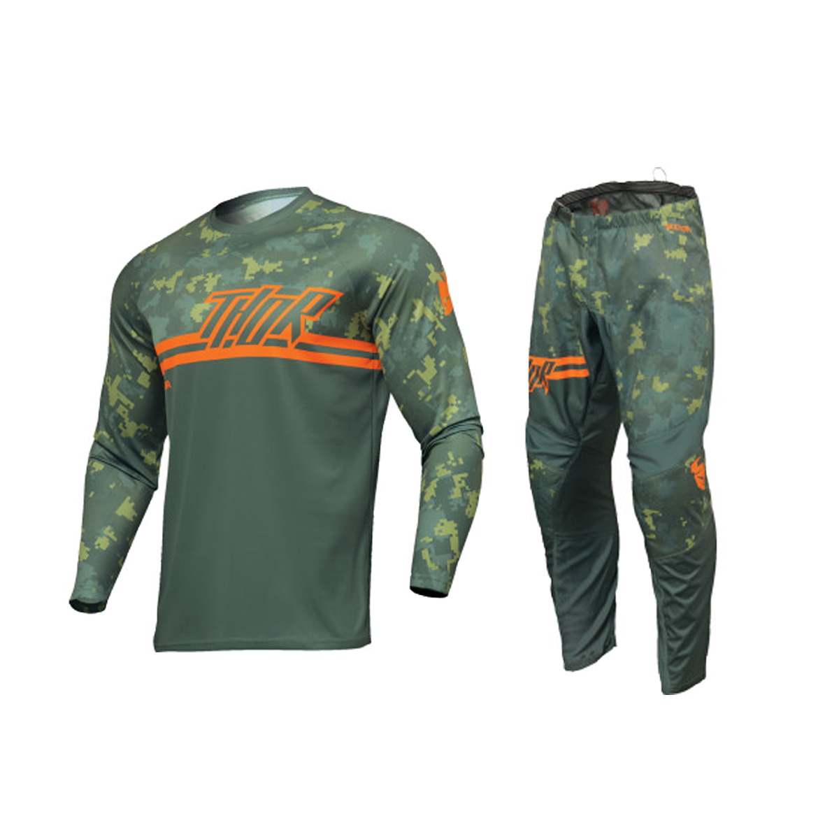 Thor Sector DIGI Gear Set / Jersey Pant combo - Forest Green/Camo