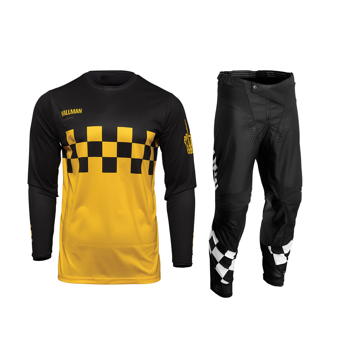 Thor Hallman Differ Cheq Gear Set / Jersey Pant combo - Yellow/Black/White