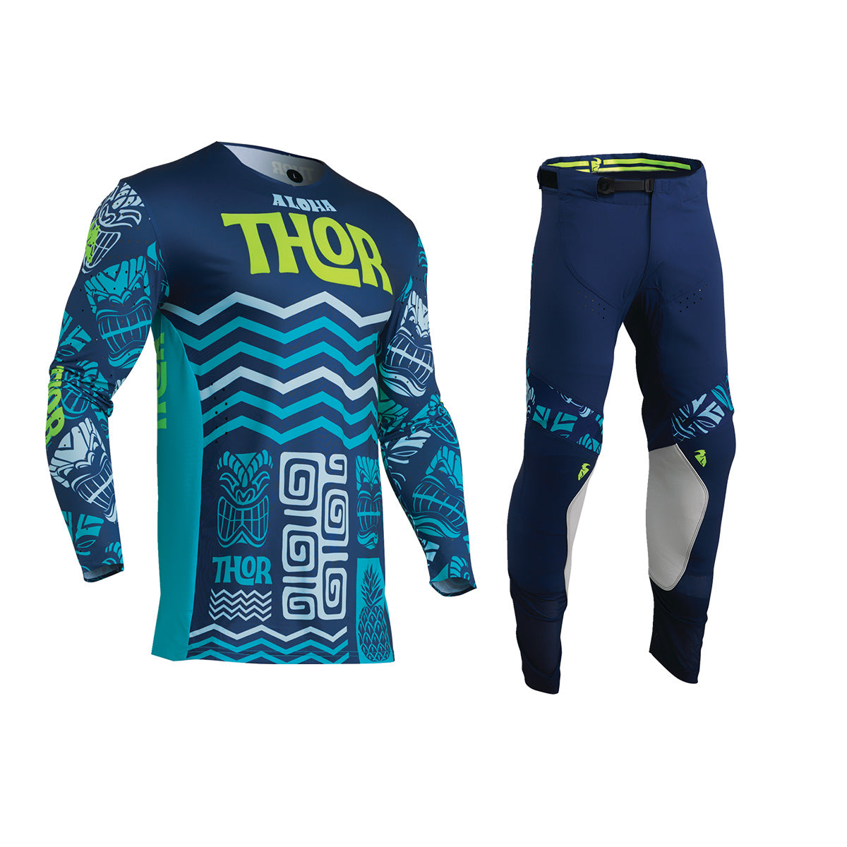 Thor Prime Aloha Gear Set / Jersey Pant combo - Navy/Aqua