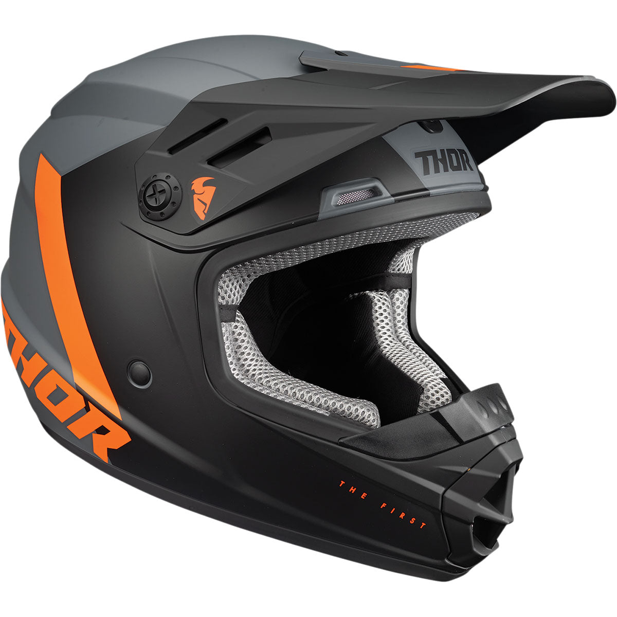 Thor Youth Sector Chev Helmet CLOSEOUT - Charcoal/Orange