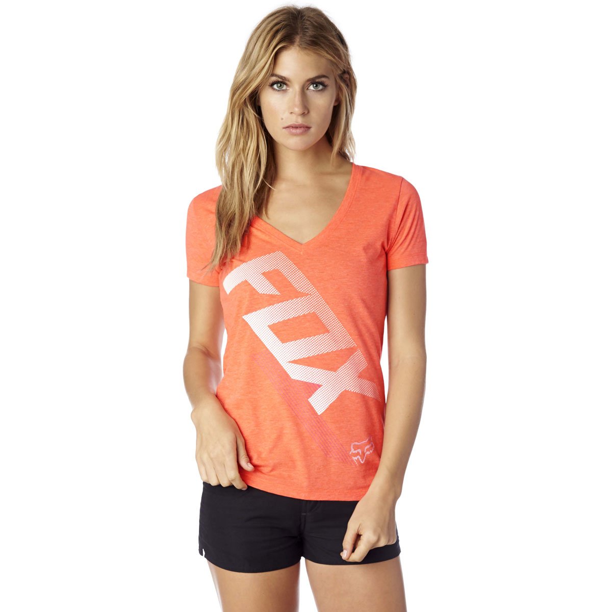 Fox Racing Womens Suspension V-Neck Tee Fluorescent Orange Medium MD - ExtremeSupply.com