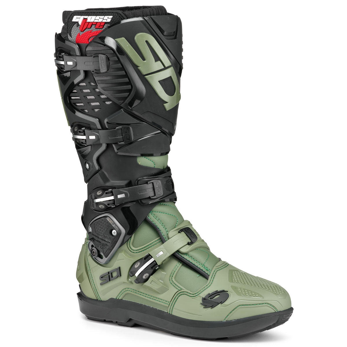 Sidi Crossfire 3 SRS Off-Road Motorcycle Boots - Army/Black