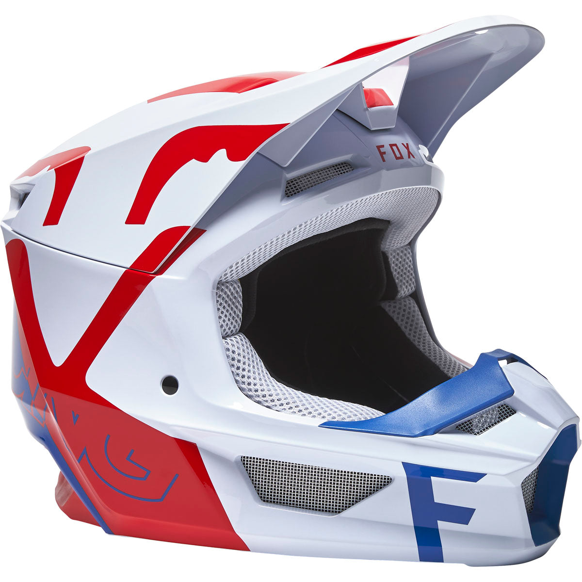 Fox Racing V1 Skew Helmet - White/Red/Blue