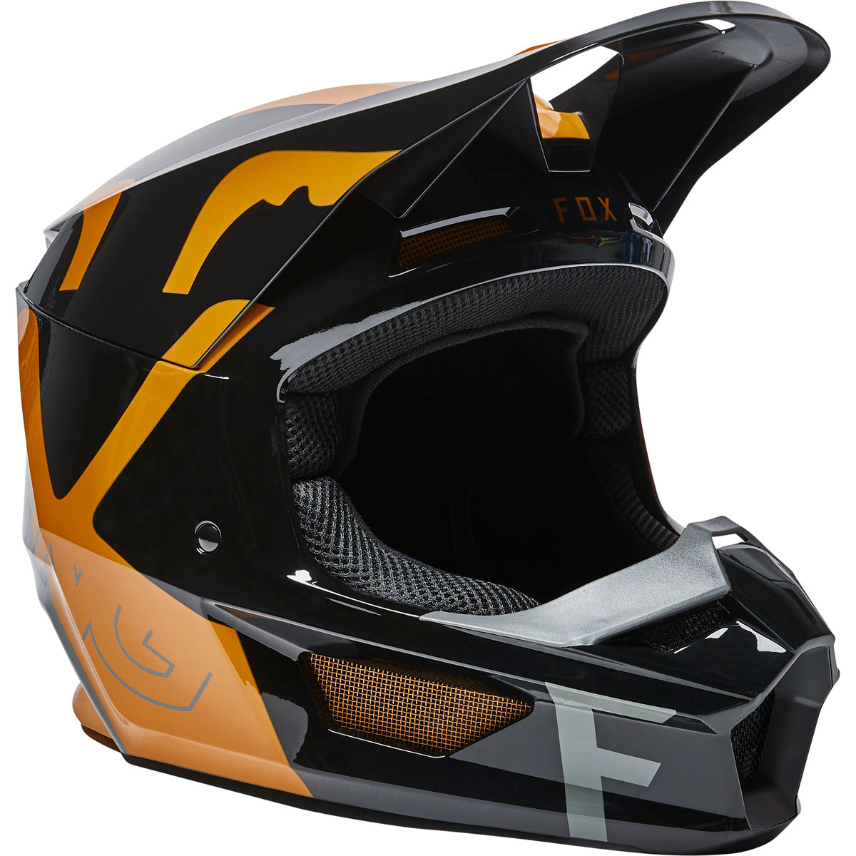 Fox Racing V1 Skew Helmet - Black/Gold