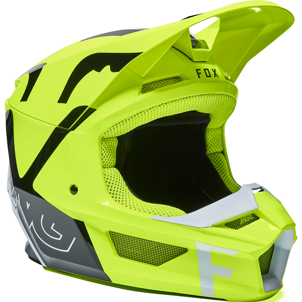 Fox Racing Youth V1 Skew Helmet - Fluorescent Yellow