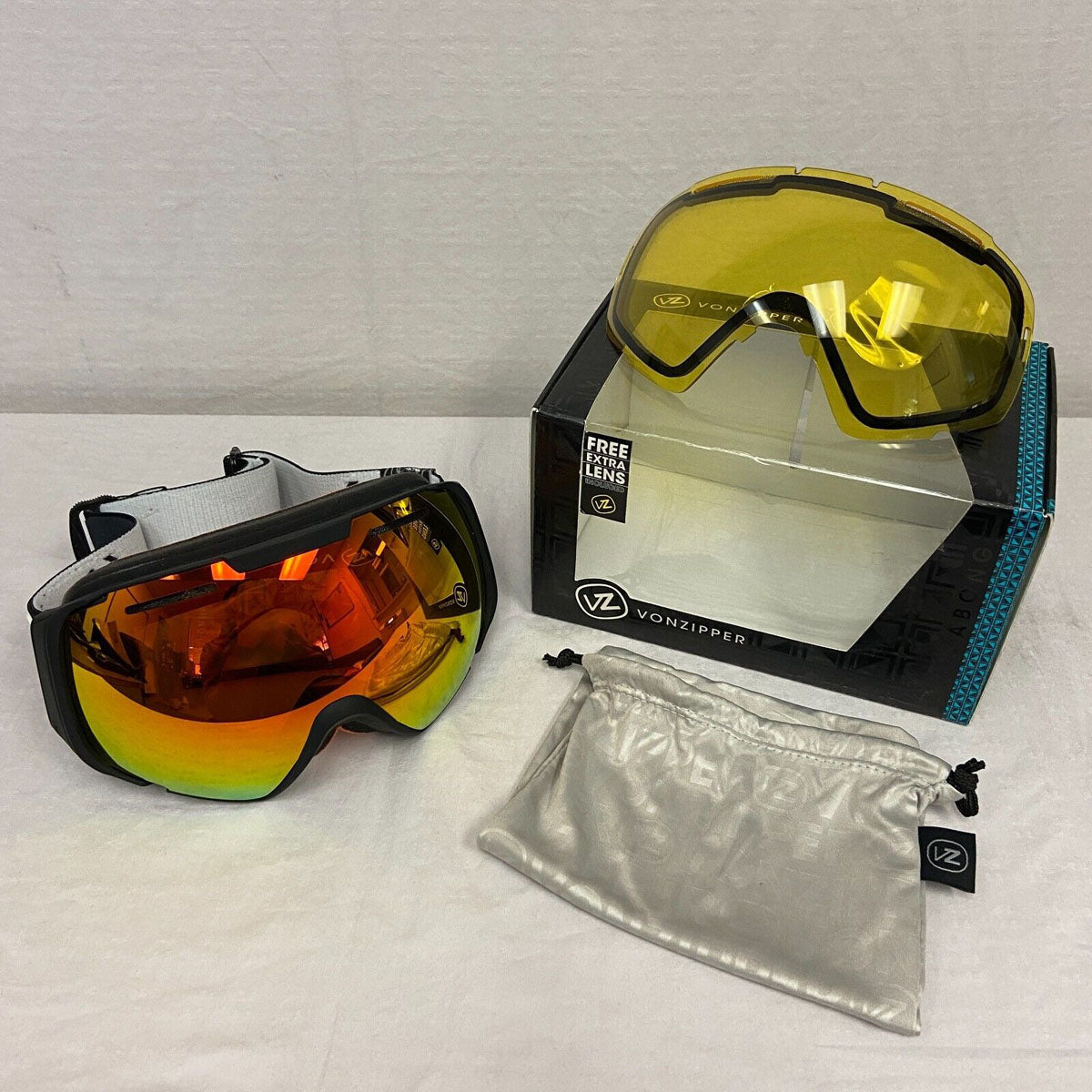 VonZipper El Kabong Snow Goggles - Black Satin / Fire Chrome Lens (OPEN-BOX) - ExtremeSupply.com