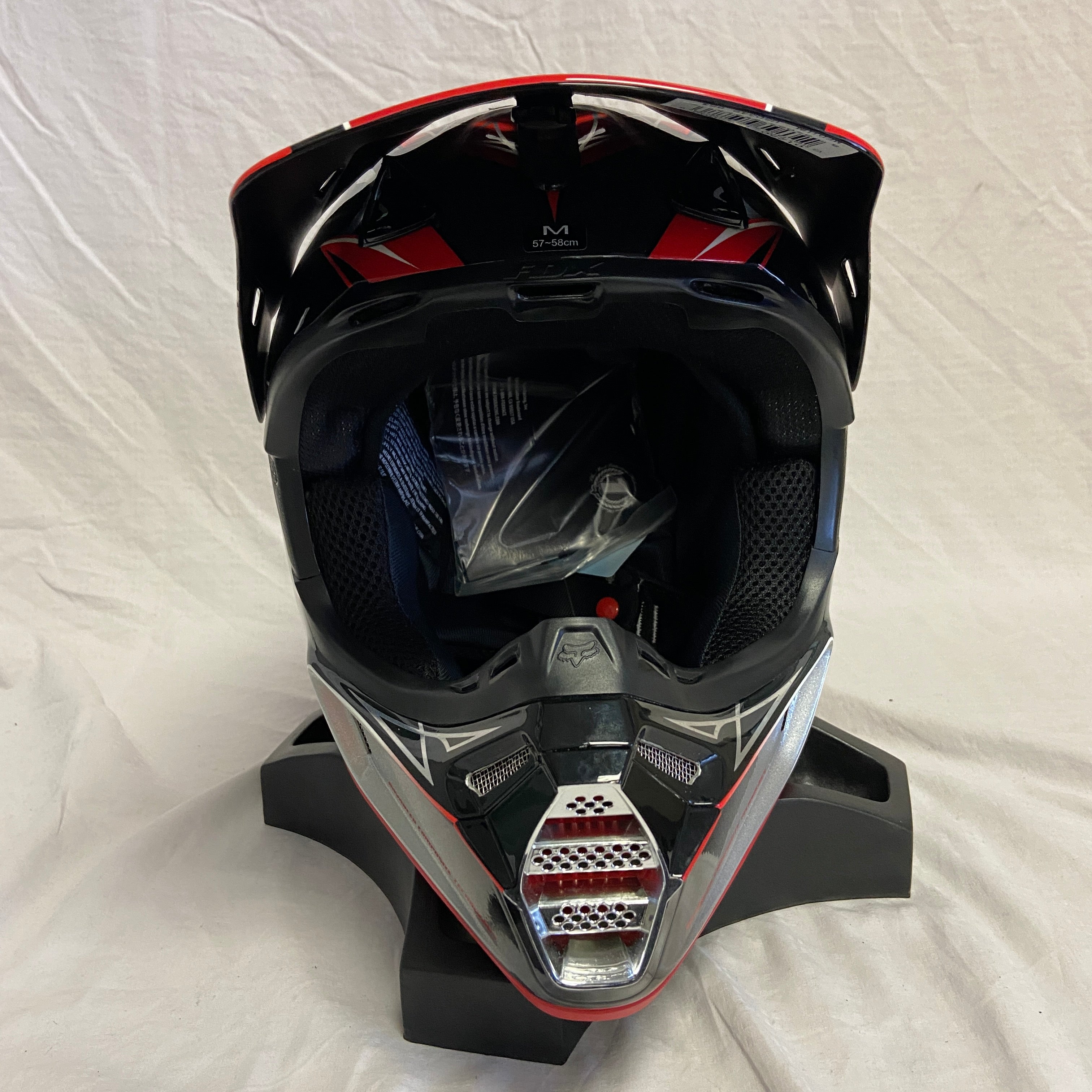 Fox Racing V3 Pilot Steel Faith Helmet Silver / Red Medium (Open ...
