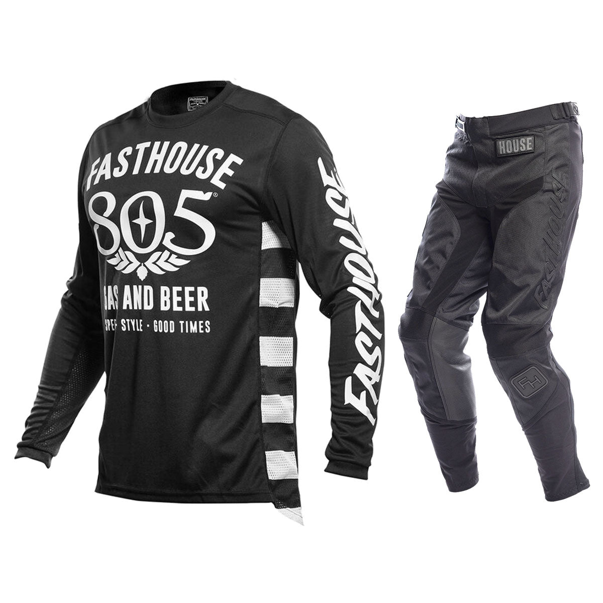 Fasthouse 805 Gas & Beer Newhall Gearset / Jersey & Pant Combo - Black/White