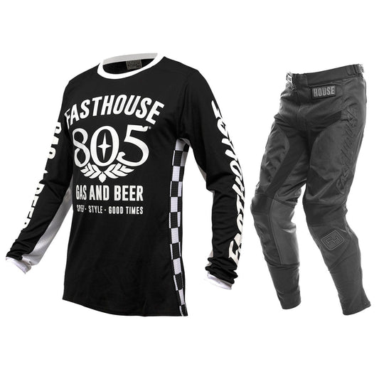 Fasthouse 805 Grindhouse Newhall Gearset / Jersey & Pant Combo - Black