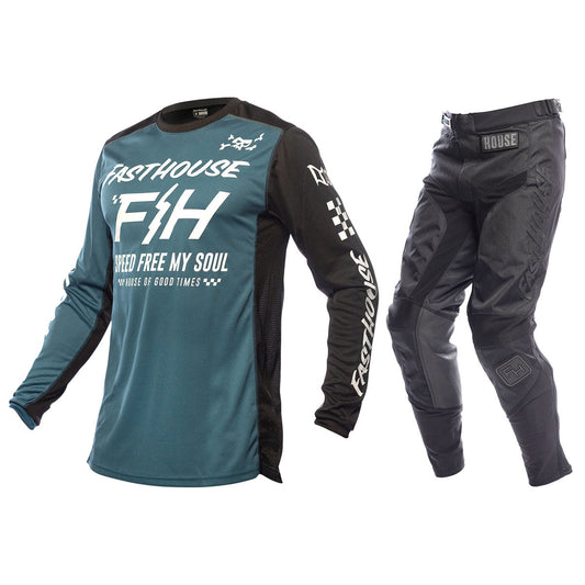 Fasthouse 805 Grindhouse Slammer Newhall Gearset / Jersey & Pant Combo - Blue/Black